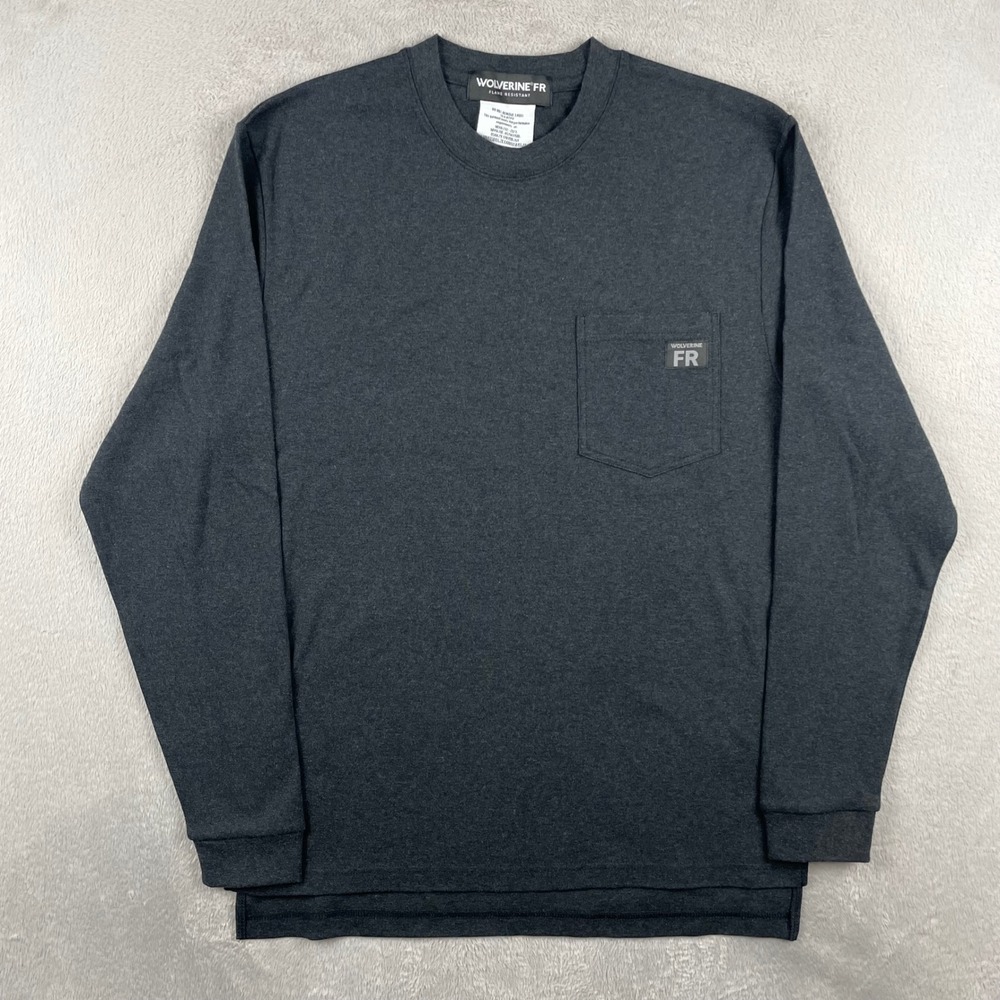 New Wolverine FR T-Shirt Mens Medium Gray Flame Resistant Long Sleeve Tee Work
